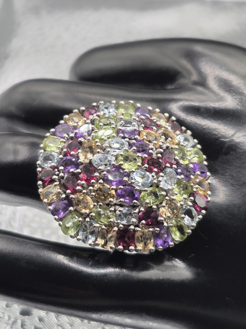 Evertrue Genuine Multi-Gemstone Dome Ring in Mixed Colors